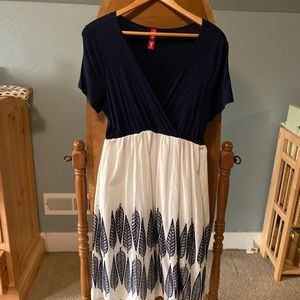 Navy blue and white maternity dress, worn once.